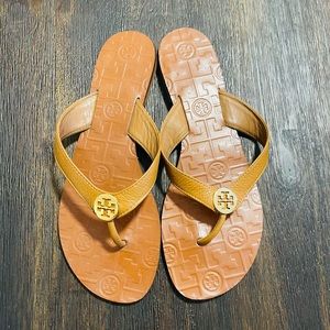 Tory Burch Tan Leather Thong Sandals
